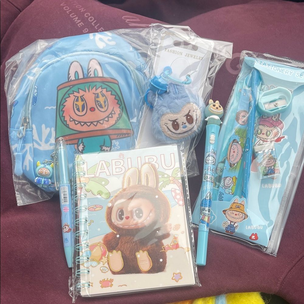 Labubu gift bundle with crossbody bag light up pen notebook and more nwt